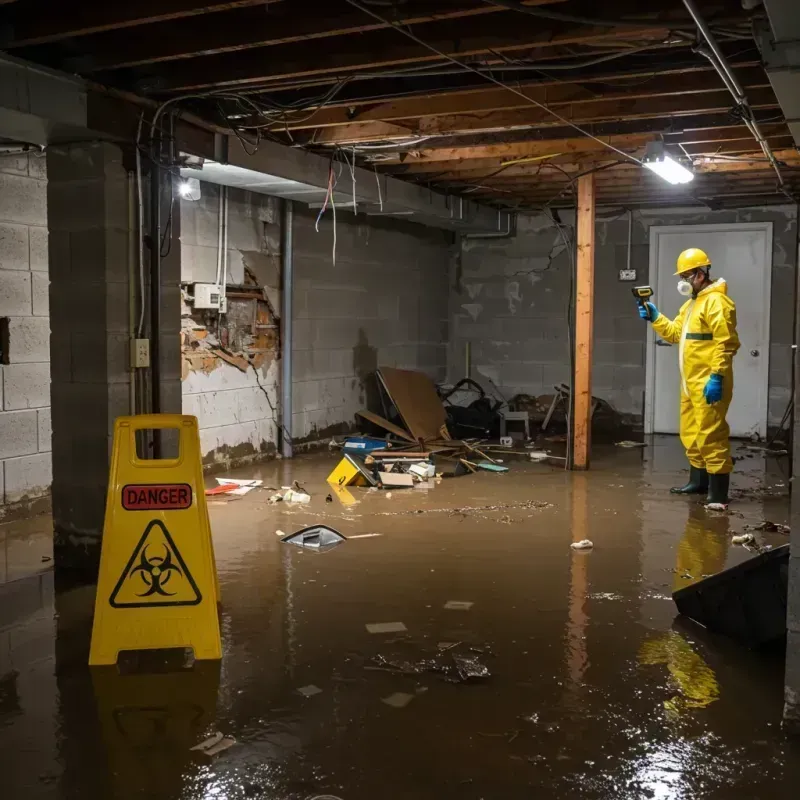 Flooded Basement Electrical Hazard in Tennille, GA Property